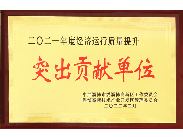2021年度經濟運行質量提升突出貢獻單位