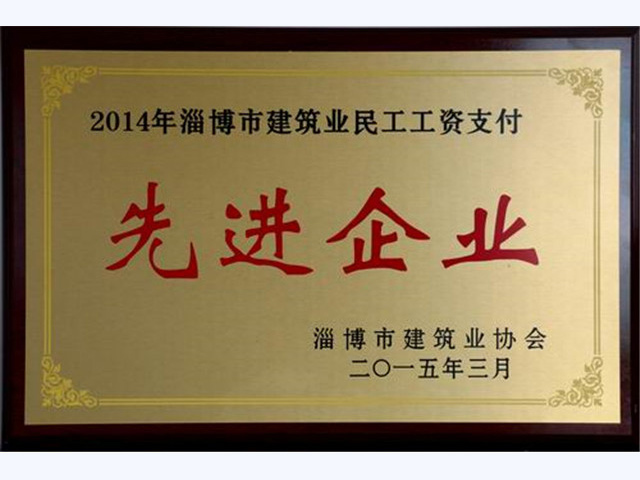 2014年淄博市建筑業民工工資支付先進企業(圖1)